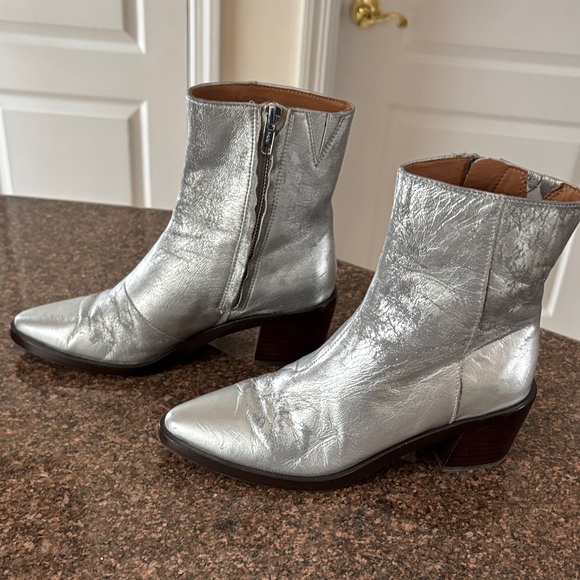 Madewell Ladies Darcy Metallic Silver Ankle Boots-5